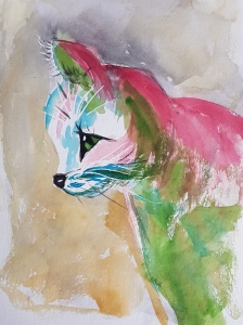 bunte weisse Katze